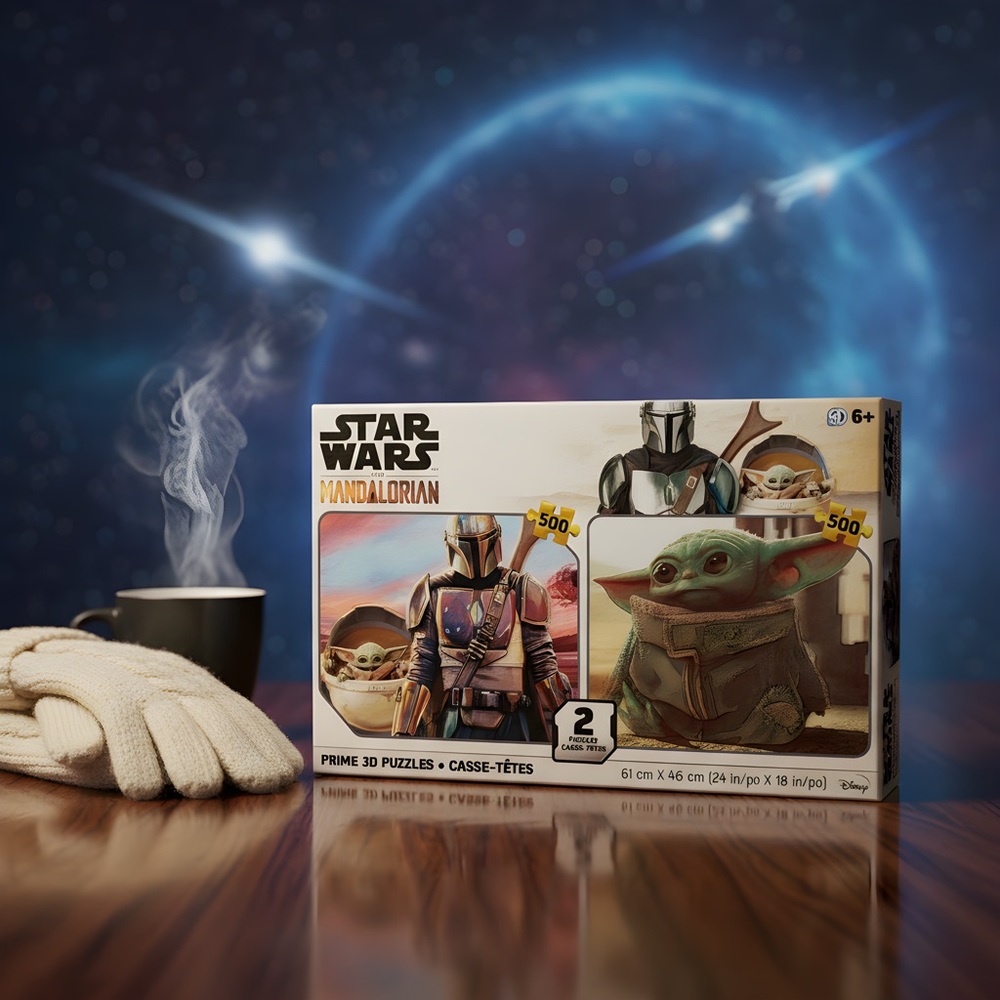 Disney Star Wars Mandalorian 3D Puzzle Set with Two 500 Piece Puzzles